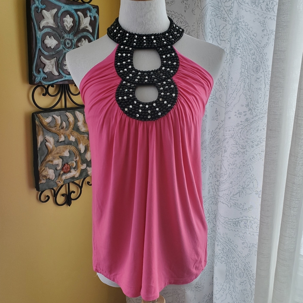 Boston Proper Crystal Embellished Halter Top S